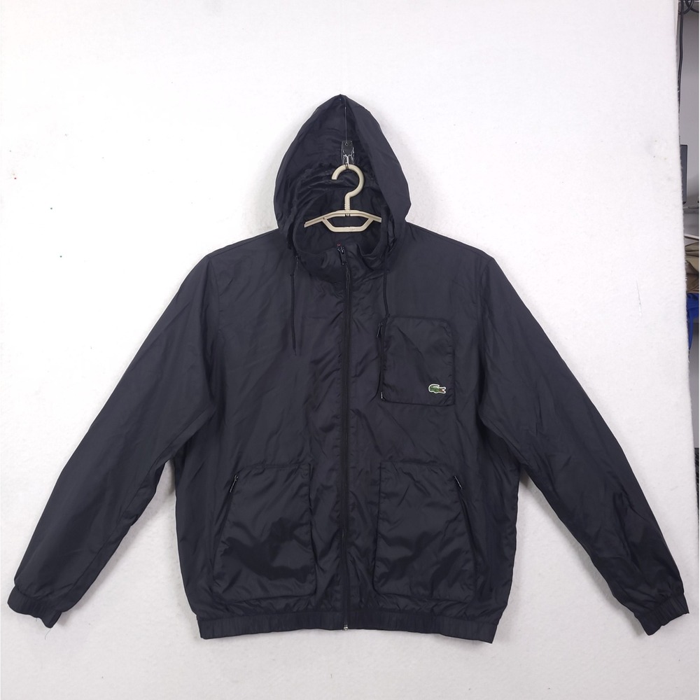 Lacoste Hooded Windbreaker Jacket Mesh Lined Size 54 Full Zip Casual Activewear